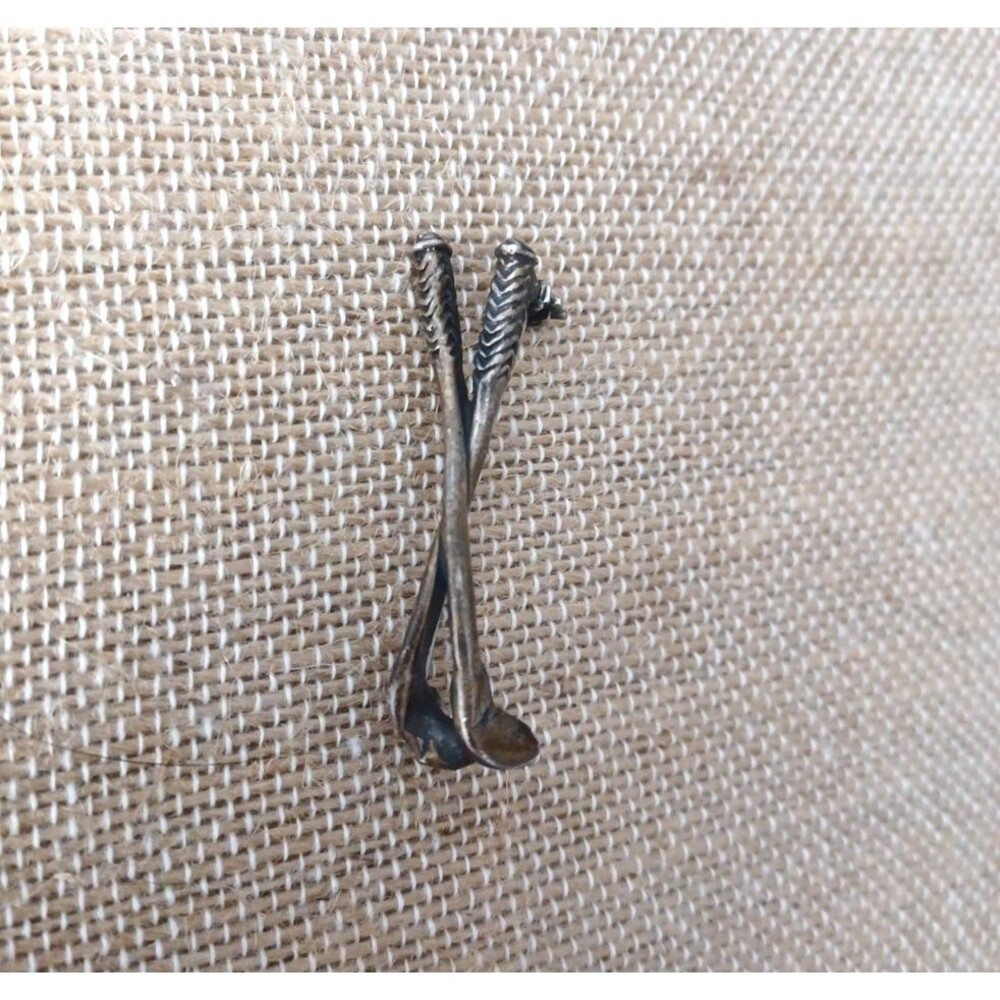 Mexico 925 Sterling Silver Driver and Iron Golf Clubs Brooch Pin 1.75” Jewelry